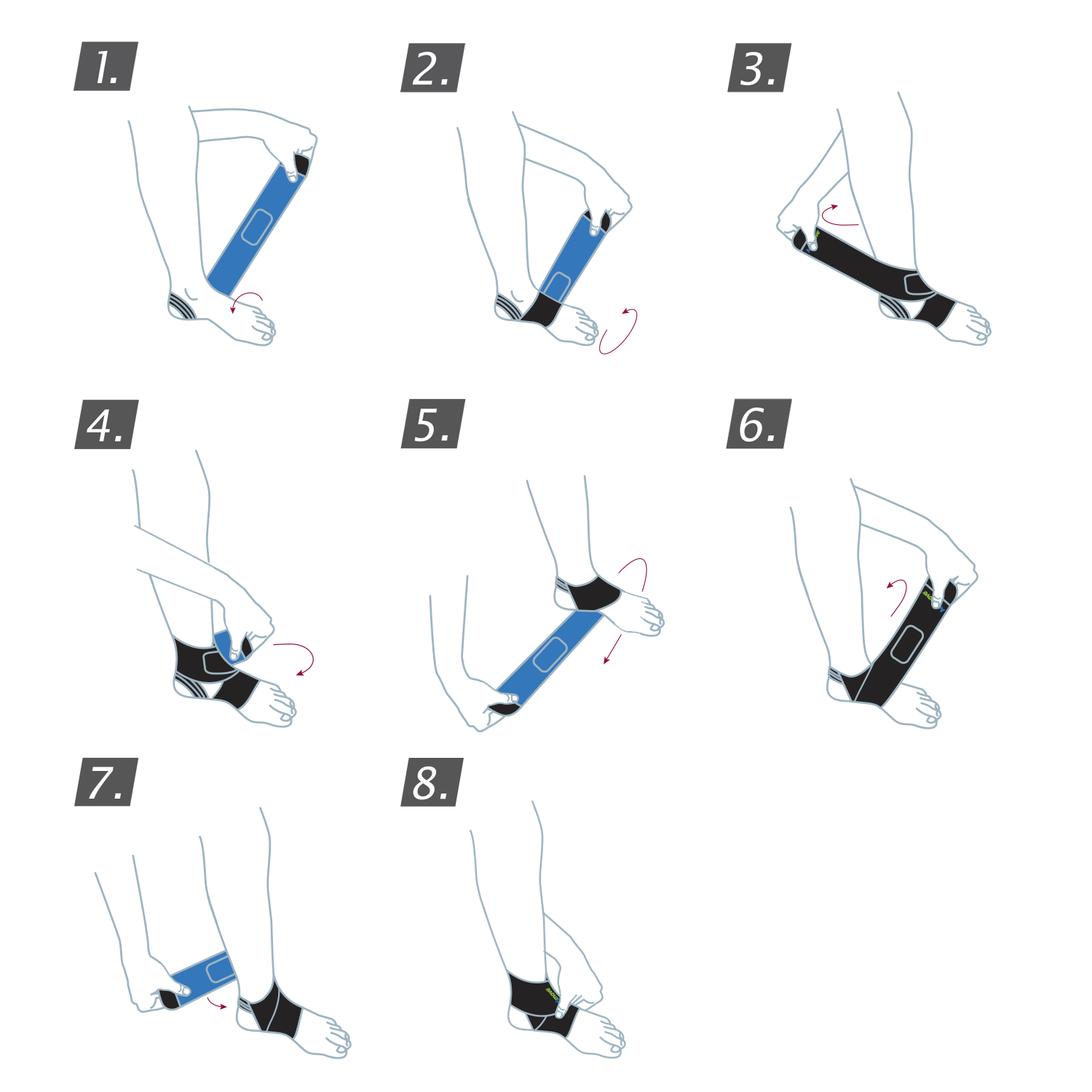 How to put on the Actimove Sports Edition Ankle Support Adjustable: wrap the support around your ankle and fasten the strap
 How to put on the Actimove Sports Edition Ankle Support Adjustable: wrap the support around your ankle and fasten the strap